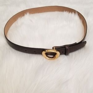 Carolee Brown Leather Belt 32" Gold Buckle